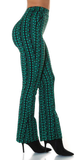 Highwaist flared pants with print Green